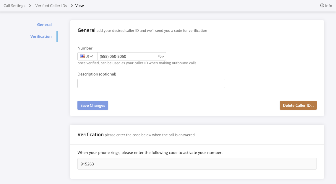 Verified Caller ID CallTrackingMetrics
