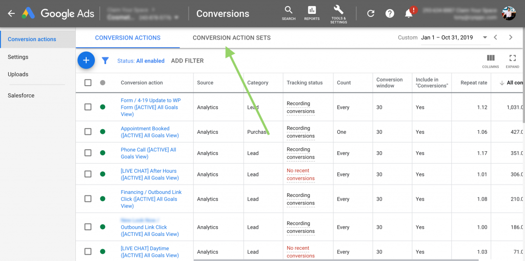 CTM dashboard showing a purchase from automating Google Ads with CTM