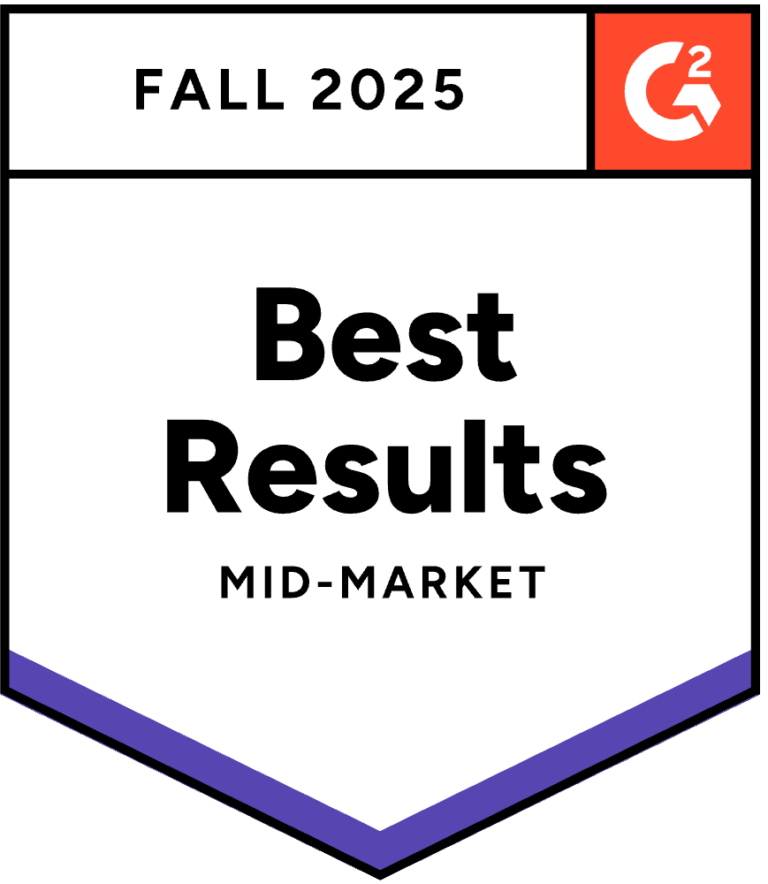 G2 Best results badge for 2025
