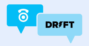 CallTrackingMetrics and Drift logos in light blue