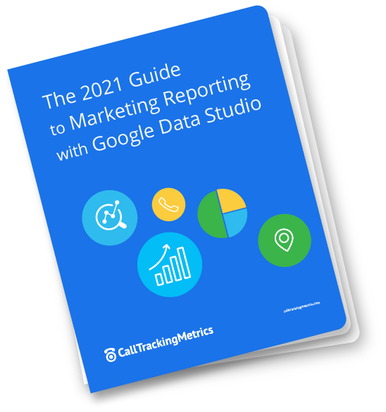 book mockup - 2021 guide to marketing reporting with Google Data Studio