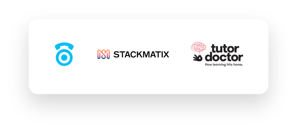 Logos of Stackmatix, tutor doctors and calltrackingmetrics
