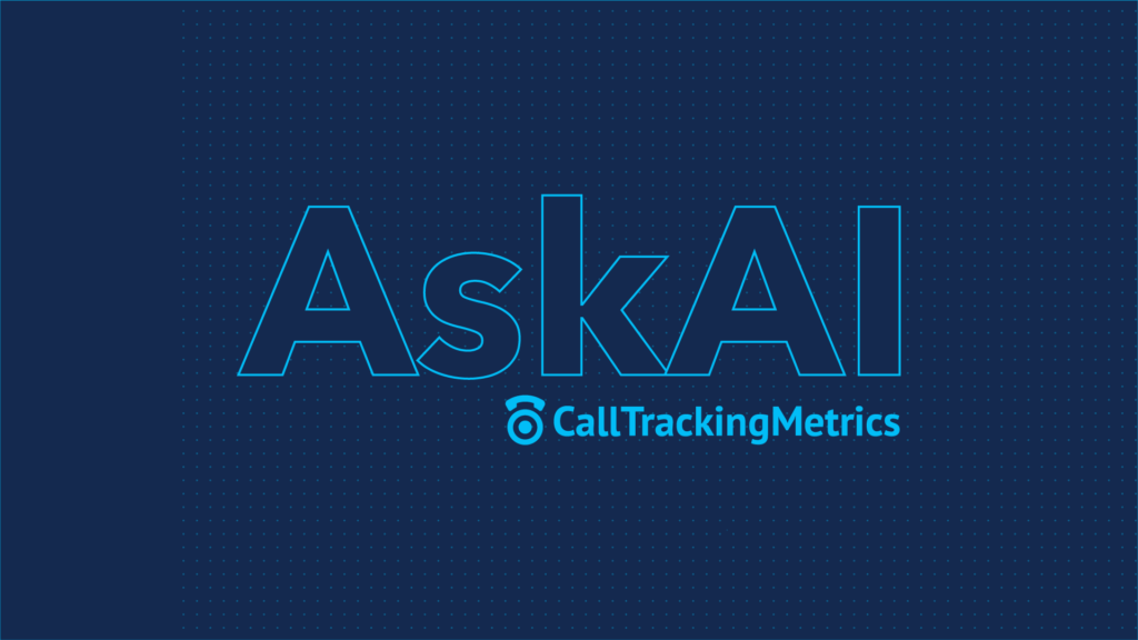 Dark blue background with light blue lettering spelling AskAI and CallTrackingMetrics