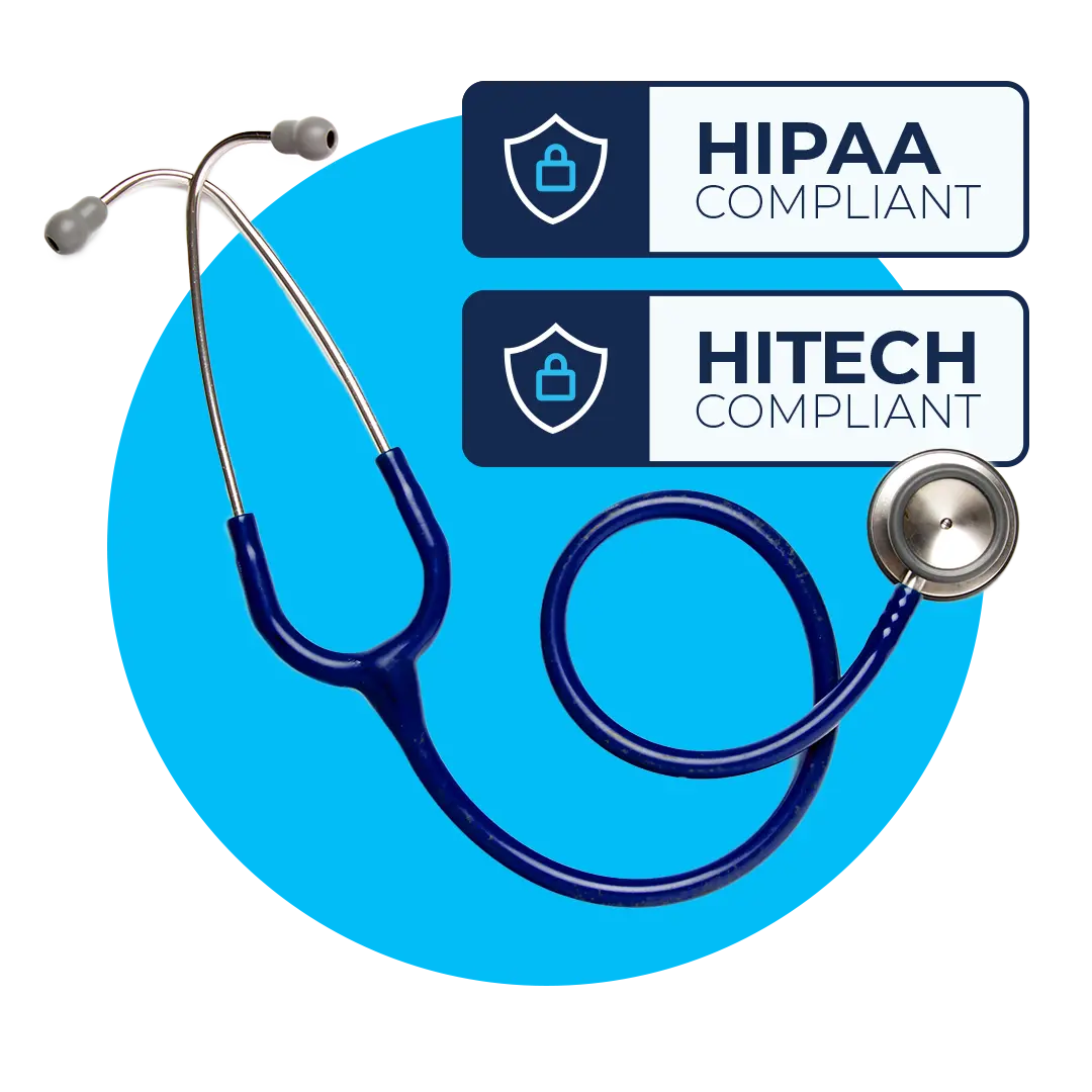 Stethoscope and HIPAA/HITECH badges