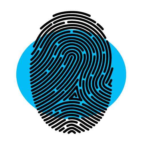 Fingerprint icon representing voice analysis