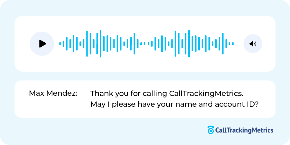 illustrated example of call recordings and transcriptions for use in CRM call tracking