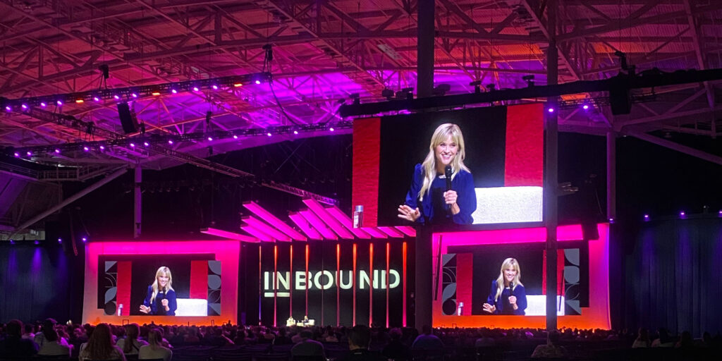Image of Reese Witherspoon speaking at Inbound 2023