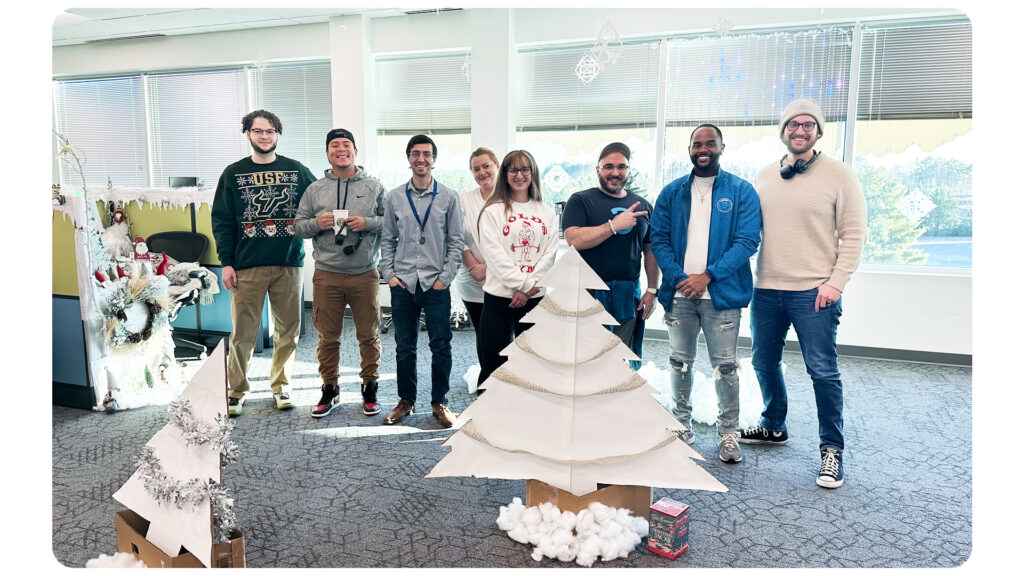 CTM's Maryland-based Technical Support team members showing the results of their holiday collaboration and teamwork. 