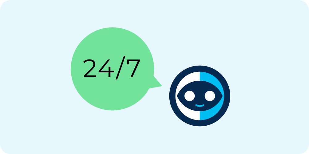 A bubble saying twenty four seven to represent how conversational AI software can use chatbots to provide round the clock service.